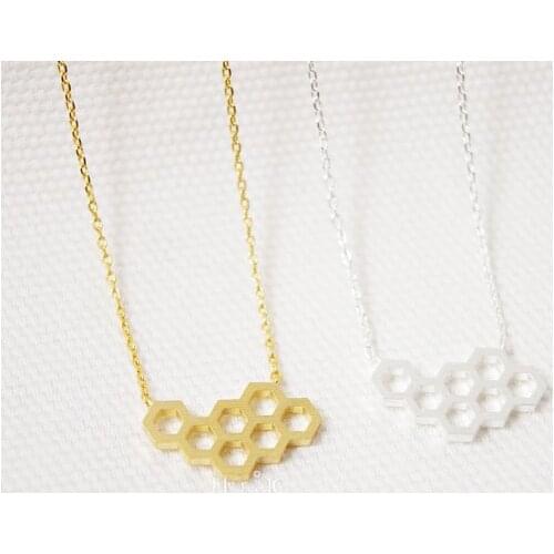 Daisies Fashion Comb Hive Necklace Cute Honey comb Honeycomb Necklace Bee hive Beehive Hexagon Statement Necklace