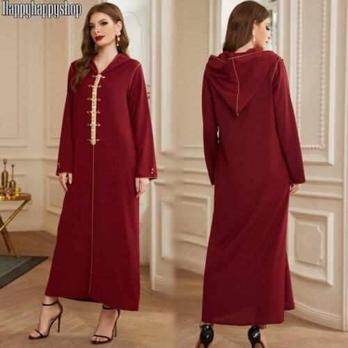 Morocco Hooded Robe Rhinestone Dress Islamic Clothing Muslim Abaya Dubai Turkish Kaftan Hijab Gown Arab Djellaba Women Costumes
