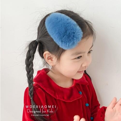 Cute Lager Plush Faux Fur Hair Clip Barrettes For Girls Women Sweet Hair Pins Hairgrips Fashion Kids Hair Accessories Headwear