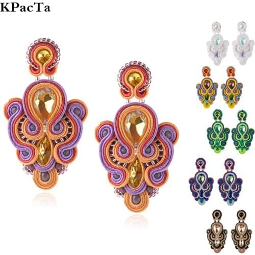 KPacTa Trendy Ethnic style Earrings High Quality Luxury Rhinestone Drop Earrings Brincos Female Office Jewelry Gift 2021