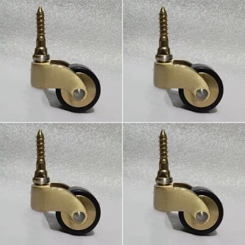 New 4PCS Brass Universal Furniture Casters Table Chair Sofa Bar Piano Rubber Silent Wheels Pulleys Furntiure Rollers Runners