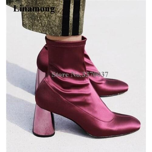 Spring New Fashion Women Round Toe Stretchable Round Heel Bandage Short Boots Slim Style Strange Heel Ankle Booties