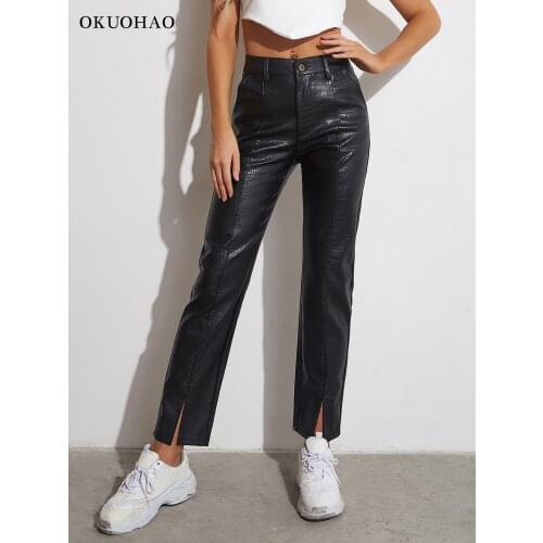 Okuohao Women's Leather Pants