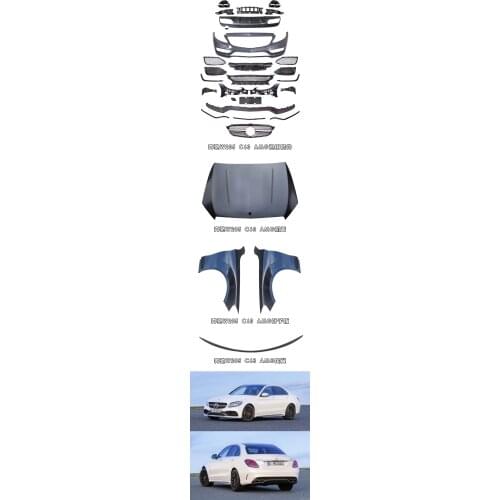 Suitable for Benz 2015-2017 W205 Amg Large Surround Front Bar Middle Net Rear Lip Tail Mouth Machine Cover Leaf