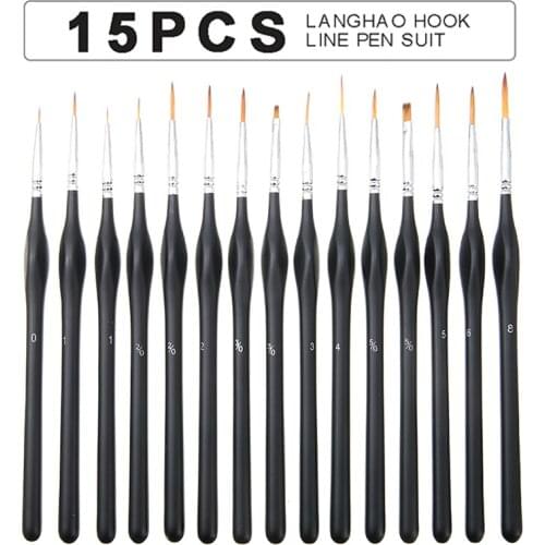15pcs Professional Miniature Fine Detail Oil Brushes Nylon Hair Wooden Handle Triangle Grip Art Painting Brush Set