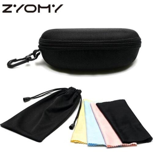 Q 1Pcs Fashion Men Women Protable Sunglasses Protector Travel Pack Pouch Glasses Case Black Zipper Hard Box Eyewear Accessories