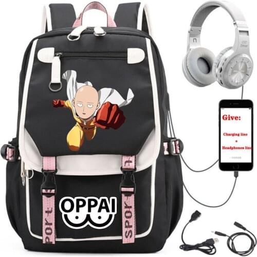 Anime One Punch Man backpack student School book Bag Women men Travel Backpack USB Charging teenagers Laptop packsack