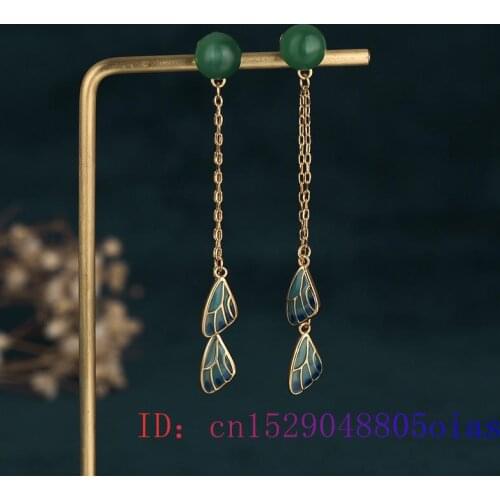 Green Jade Bead Ear Studs Fashion Jewelry Gifts Crystal Earrings Zircon Natural Chalcedony Gemstone Amulet Women 925 Silver