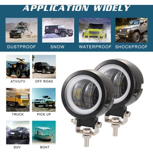 3 Inch 20W 6000K LED Work Light Bar Waterproof Angel Eyes Fog Light for Motor Off-Road Suv Boat 4X4 Jeep JK 4Wd Truck Worklight