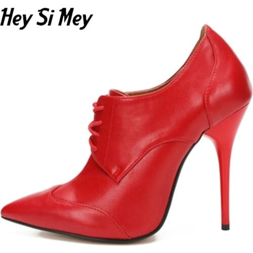 Heysimey 2021New Women Pumps Spring and Autumn Lace-Up Patent Leather Pointed Toe High Heels 12cm Solid Color Female Party Shoes