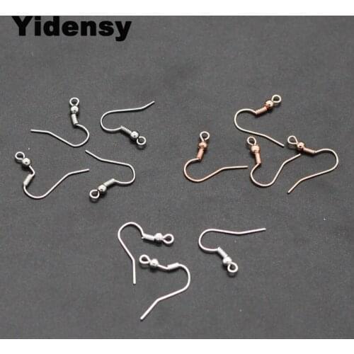 Yidensy 100pcs Wire Earring Hooks Fashion Iron Ear Hook Wire Clasp With Bead Charms Fit DIY Jewelry Making Findings Accessories