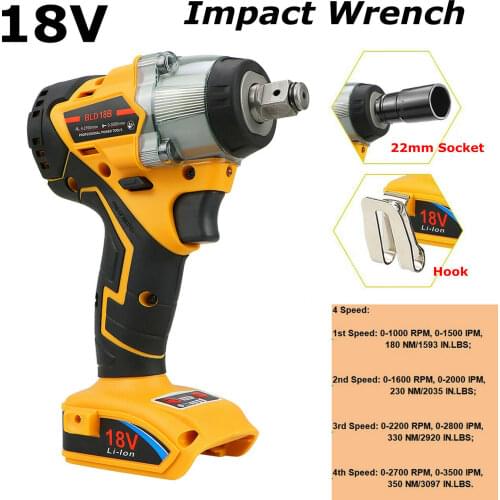 Replacement For Dewalt 18V XR Li-Ion 1/2"4 Speed 400Nm Cordless Brushless Impact Wrench Drill