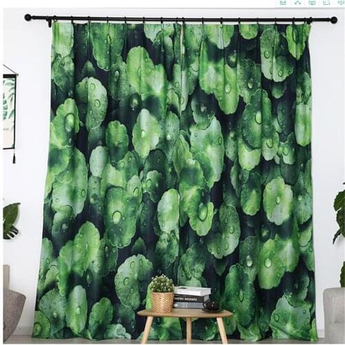 3d curtains New custom simple modern curtains green shading cloth shading hook thickening shading curtains