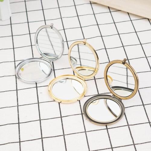 1pc Mini Makeup Mirrors 57.1mm Blank Round Metal Compact Mirror Portable Cosmetic Pocket Mirror For Girls Women Beauty Tools