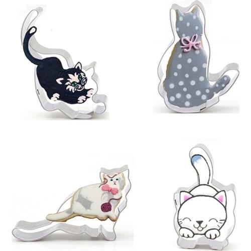 1pc Stainless Steel 3d Cookie Cutter Animal Cat Shape Biscuit Cake Mould Kitchen Baking Pastry Tool Cake Decorating Tool