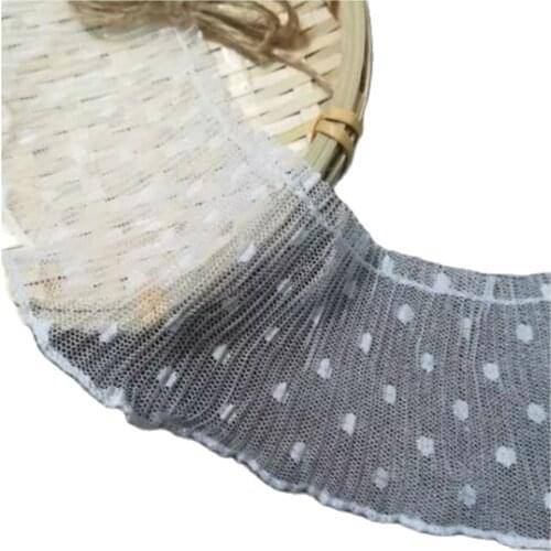 1Yards 91cm Pleated Dot Lace Trim White Laces Collar Guipure 3D Lace Fabric Doll Sewing Accessories For Dress Craft dentelle PE9