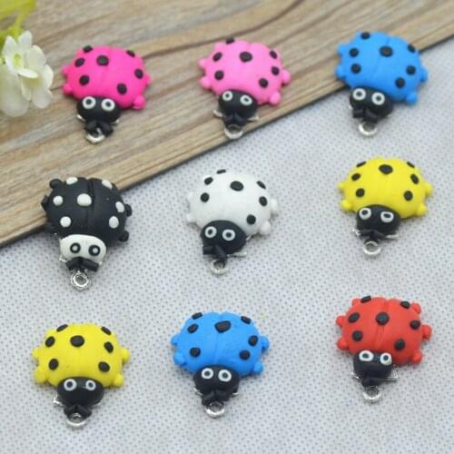 10PCS/Pack Randomly Mixed Kawaii Handmade Clay LadyBirds,Jewellry accessories,D.I.Y Supplies