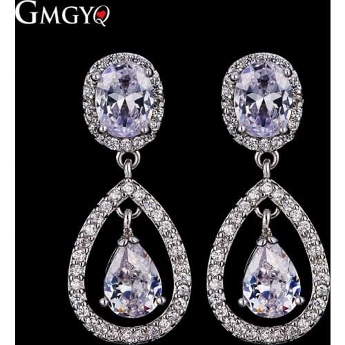 2018 Romantic Bridal Wedding Accessories Plating White Gold Jewelry Exquisite Cubic Zircon Dangle Earrings With Wholesale Suppor