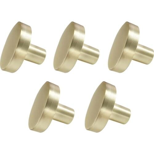 5Pcs Scandinavian Minimalist Round Brass Drawer Closet Cabinet Door Single Hole Gold Button Small Pull Drawer Knobs and Pulls