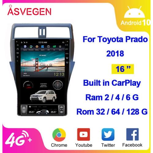 16" Car GPS Navigation For Toyota Prado 2018 Player Auto Video Stereo With Bluetooth Radio Connection Navigation Player