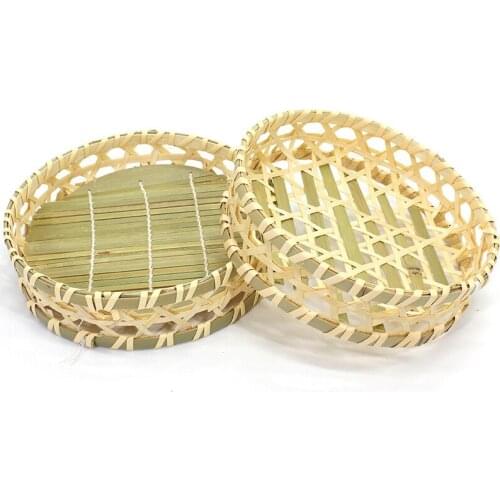 Handmade Bamboo Woven Fruit Tray Kitchen Organizer Storage Serving Rattan Tray Bamboo Basket Hoom Decoration Snack Dish Trays