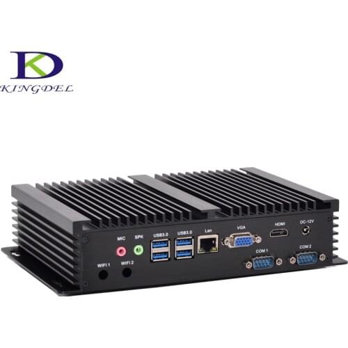 Fanless Industrial Mini PC Windows 10 Rugged ITX Aluminum Case Intel Core i3 4010u HTPC TV Box RS232 WiFi USB VGA Thin Client PC