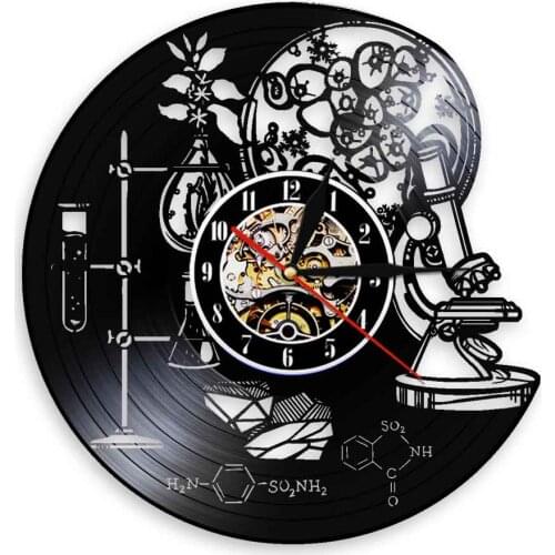 Biology Chemistry Science Instrument Wall Clock Oxygen Molecule Chemical Formula Wall Art Decor Vinyl Record Wall Clocks