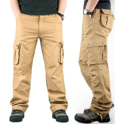 Working Pants Men Workwear Cargo Trousers Multi Pocket Cargo Pants Men Loose Straight Leg Tactical Pants Male Cargo Plus Size