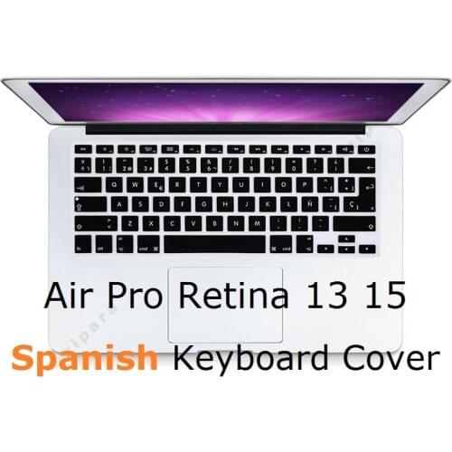 Spanish Keyboard Skin for Macbook Air 13 Pro Retina 13 15 A1466 A1398 A1278 Spanish EU US Keyboard Cover Silicon Keyboard Skin
