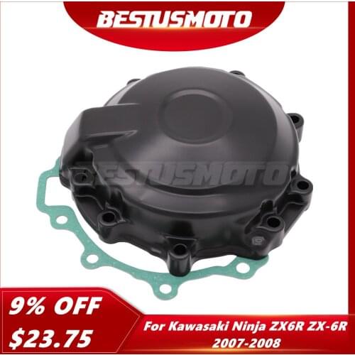 Motorcycle Black Aliuminum Side Stator Engine Cover Crankcase & Gasket For Kawasaki Ninja ZX6R ZX-6R ZX 6R 2007-2008
