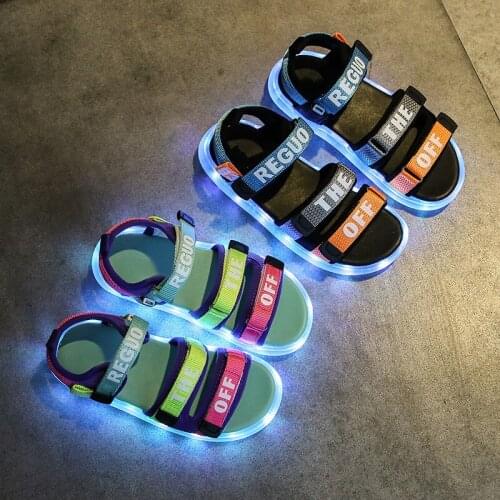 Childrens luminous sandals usb charging colorful light-up shoes baby girls walking shoes boys luminous