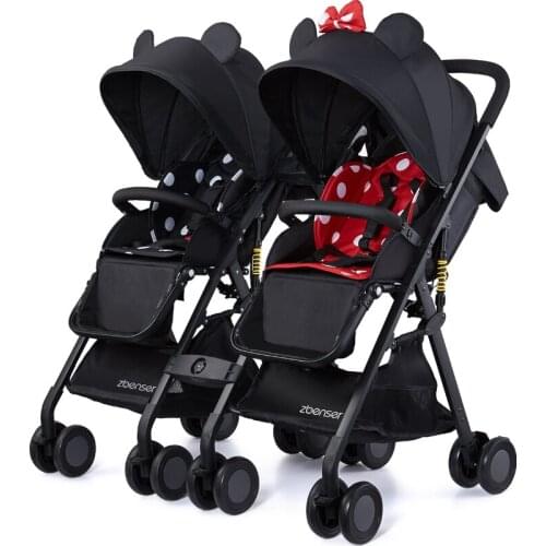 Double baby Stroller for Twins Omni-directional Wheels Half Lying Twin Baby Stroller Baby Double Jogging Stroller 360 Degree