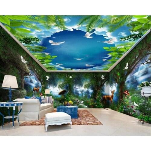 Customized Wallpaper 3d Country Pastoral Fantasy Fairy Tale Forest Waterfall Whole House Background Wall Childrens Room Mural