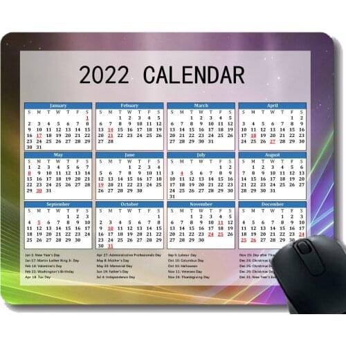 Calendar 2022 Year Mouse Pad,Light Iridescent Fan Colorful Personalized Mouse Pad