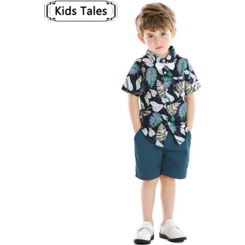 Summer Children Clothing Sets floral Tops + Shorts Boys T Pants beach casual set holiday Suit Kids Clothes set ST452