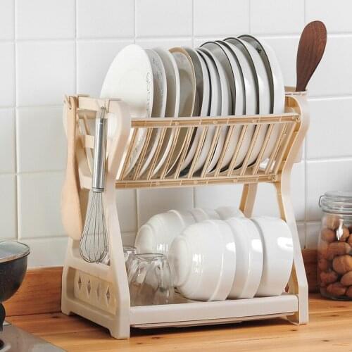 Chopsticks Collection Box Kitchen Organizer Cupboard Drainage Bowl Rack Kitchen Double-Decker Bowl Rack Plastic Cupboard