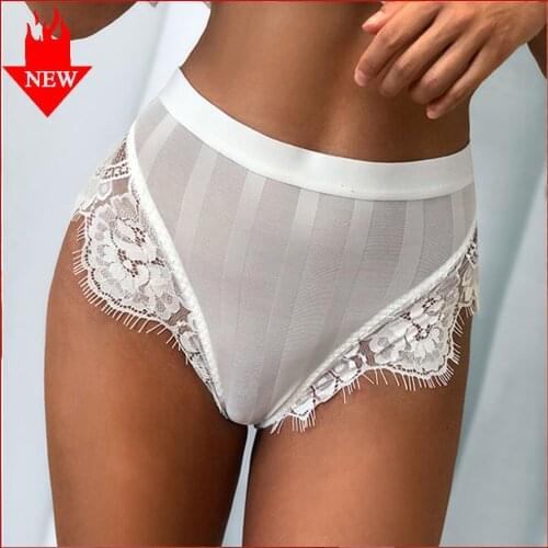 Summer New Styles of Solid Color Lace High Waist Belly Panties Womens Hip Shaping Sexy Panties Thong