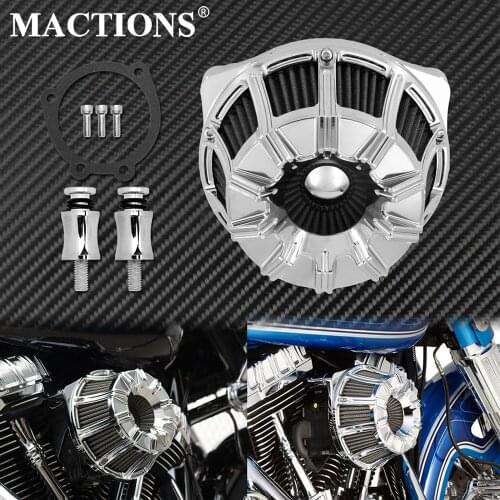 Motorcycle CNC Chrome Air Filter Intake Cleaner Filters Aluminum For Harley Softail Fat Boy Touring FLHX FLHR Dyna Sportster XL