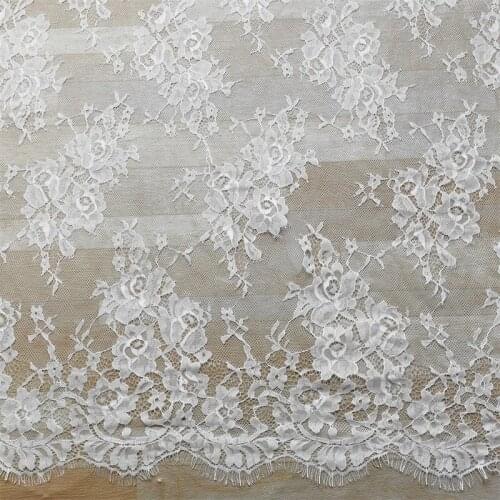 Soft quality lady underwear clothing diy sewing lace Nice eyelash chantilly lace for wedding gown 1.5*3 meters