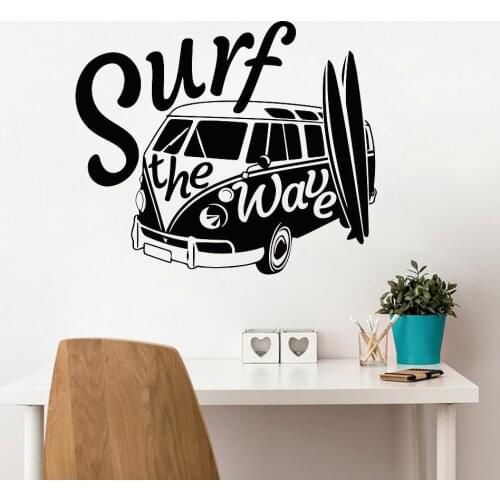 Surf the Wave Wall Decal Surfing Sticker Home Decor Living Room Bedroom Travel Holiday Wall Vinyl Stickers Art Mural Decasl D963