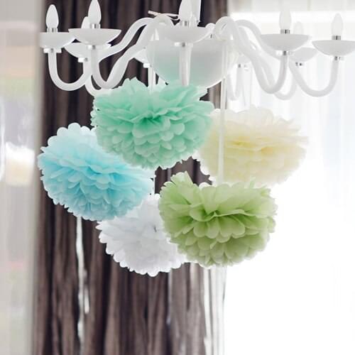 5PCS/lot 8inch(20cm) Tissue Paper Pom Poms Paper Flower Ball Pompom Home Garden Wedding Birthday Wedding Car DIY Decoration