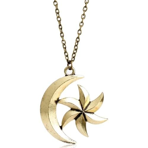 Dongsheng The Elder Scrolls V Skyrim Necklace Vintage Moon Star Pendant Hot Game Jewelry For Men Women Charms Christmas Gifts