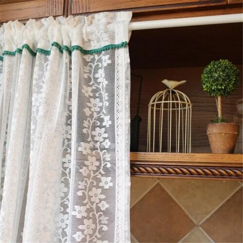 American Country Style Half Curtain White Wave Lace Living room Short Curtain For Kitchen Cabinet Door Cafe Small Window Drapes