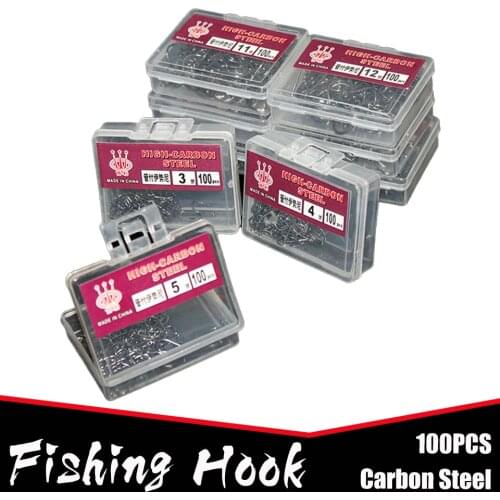 100PCS High Carbon Steel Fishhooks barbed Hook Soft Lure Fishing Bait Fish hooks High Efficiency Barbed Fishing Hooks