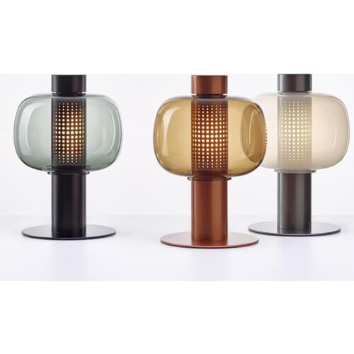 Modern minimalist glass table lamp Nordic designer bedroom bedside hotel creative light luxury table lamp
