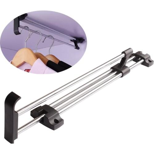 Heavy duty Top-loading telescopic hanger Cloth jacket Wardrobe closet hanging hanger hanging bar rack 250-500mm Slides