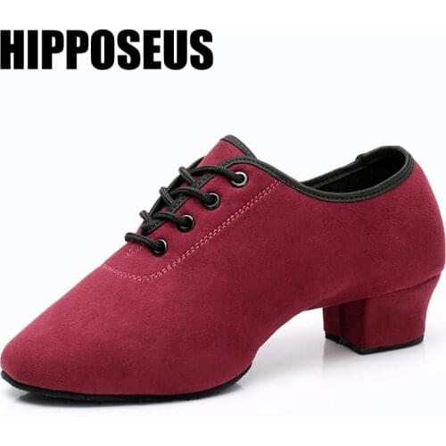 Men Women Dance Shoes Modern Latin Suede Salsa Tango Ballroom Dance Shoes 3/5cm Square Heels Indoor Comfortable Dancing Shoes