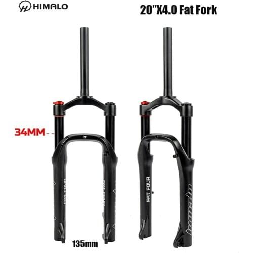Fat Bicycle Fork HIMALO Snow Bike MTB Moutain 20inch Bike Air Gas Locking Suspension Forks Aluminium Alloy For 4.0"Tire 135mm