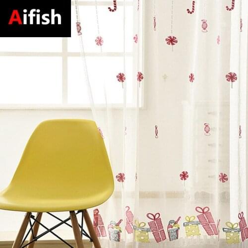 Window Screen Embroidery Girl Room Pink Curtain Simple Modern Festive Candy Gift Tulle Custom Bedroom Decoration Cortinas 3