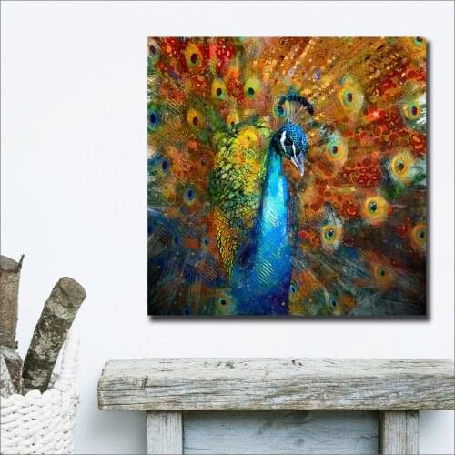 Wlong Art Printing Pop Animal Peacock Oil Painting Canvas Get It on Wall Art , Wall Pictures for Living Room Bedroom Office